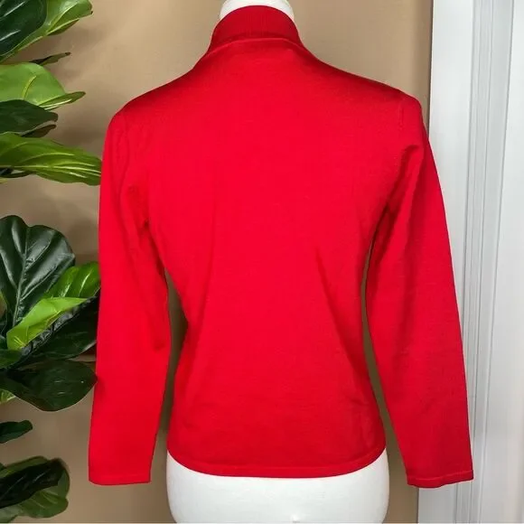 Pendleton Red Silk Blend Mock Neck Long Sleeve Top Size Small - Picture 2 of 5